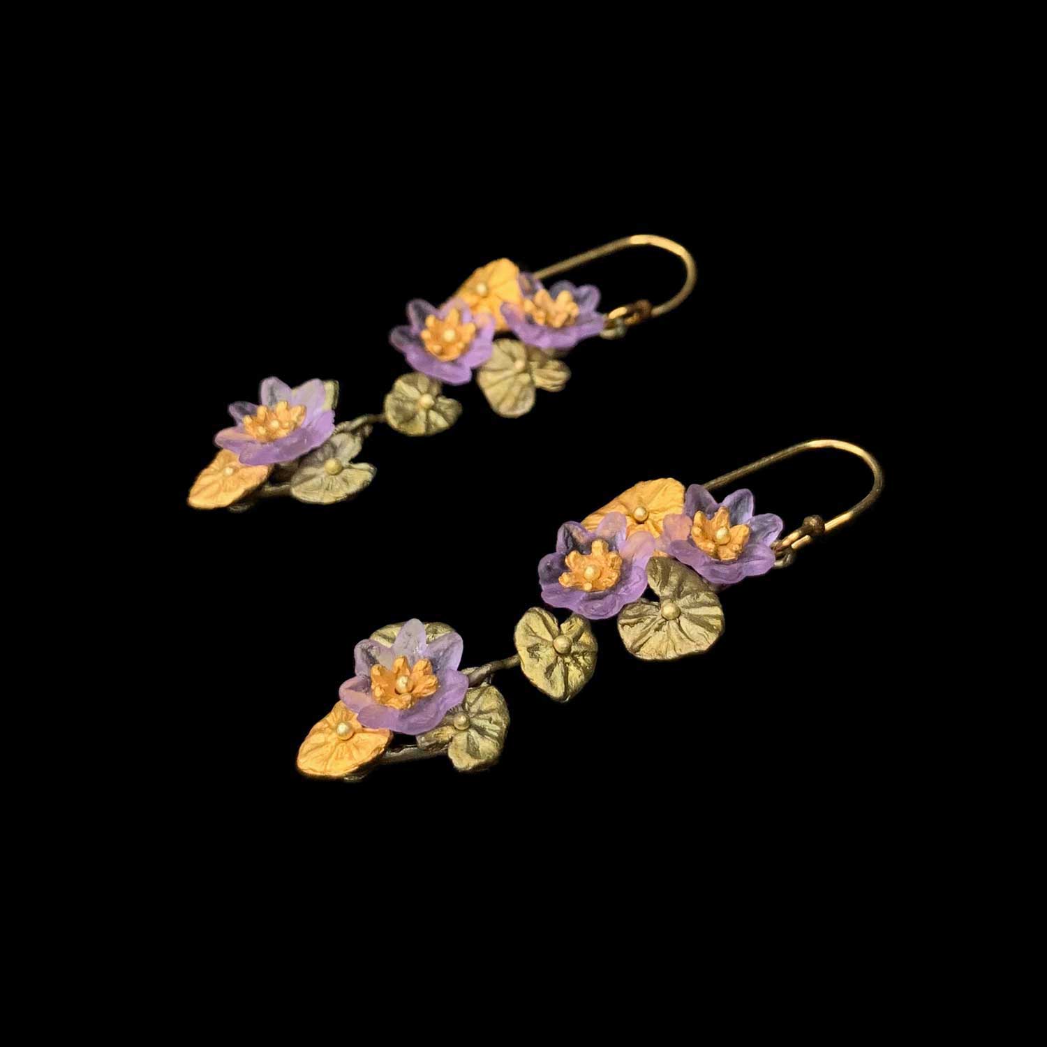 Giverny Water Lilies Earrings - Long Dangle Wire