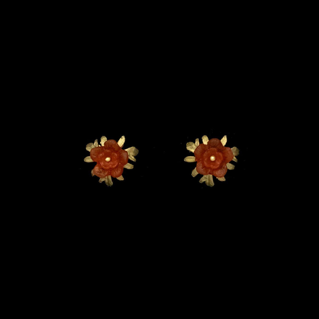 Chrysanthemum Earrings - Stud Scarlet