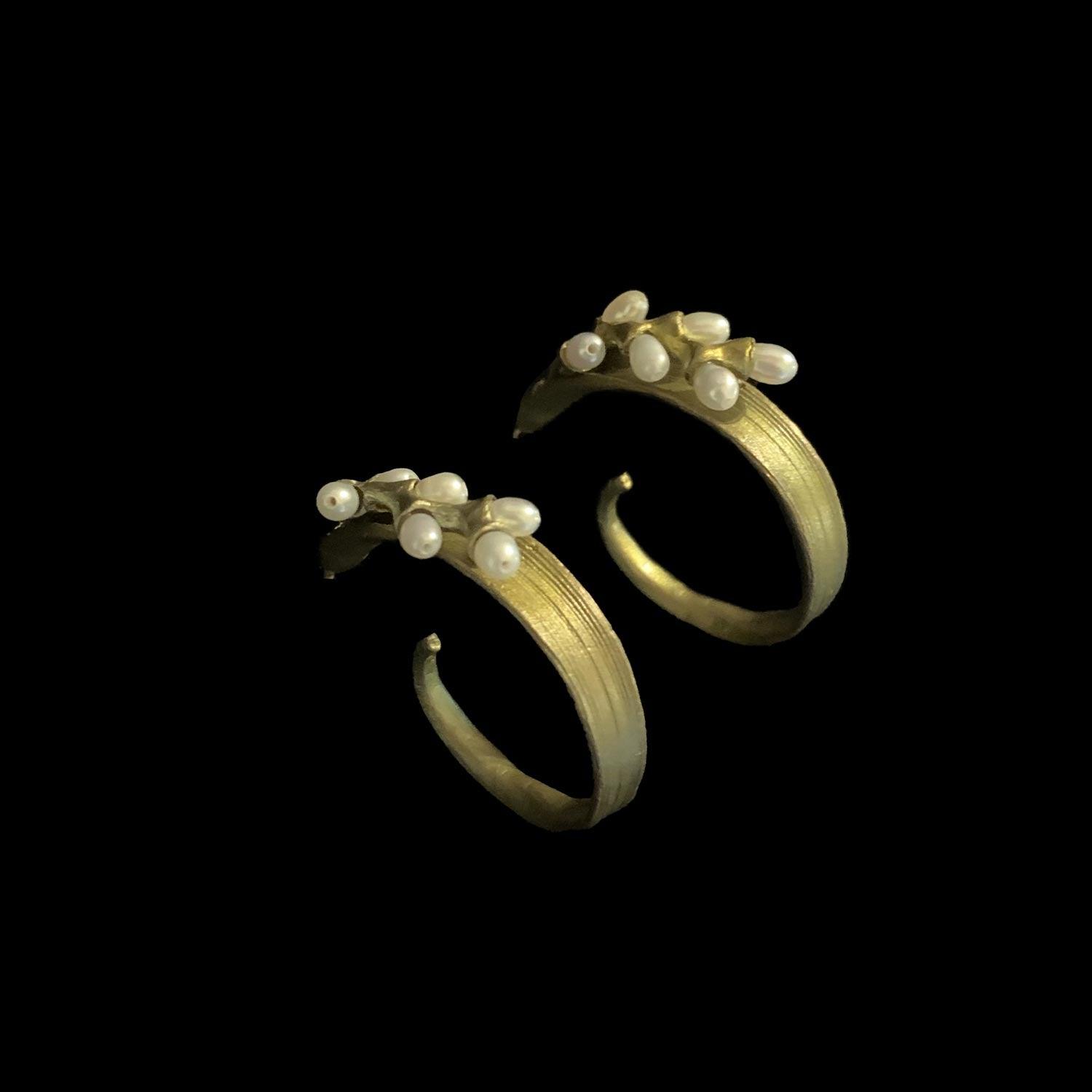 Rice Earrings - Pearl Hoop Post - Michael Michaud Jewellery