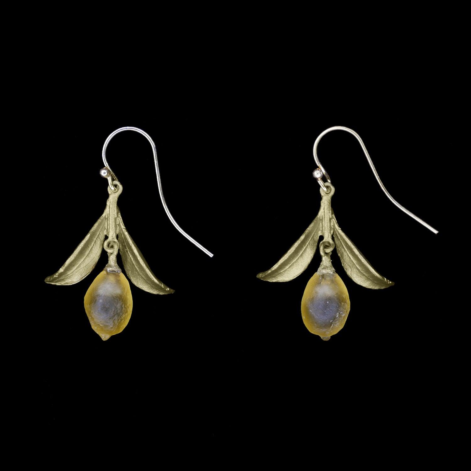 Lemon Drop Earrings - Dangle Leaf Wire - Michael Michaud Jewellery