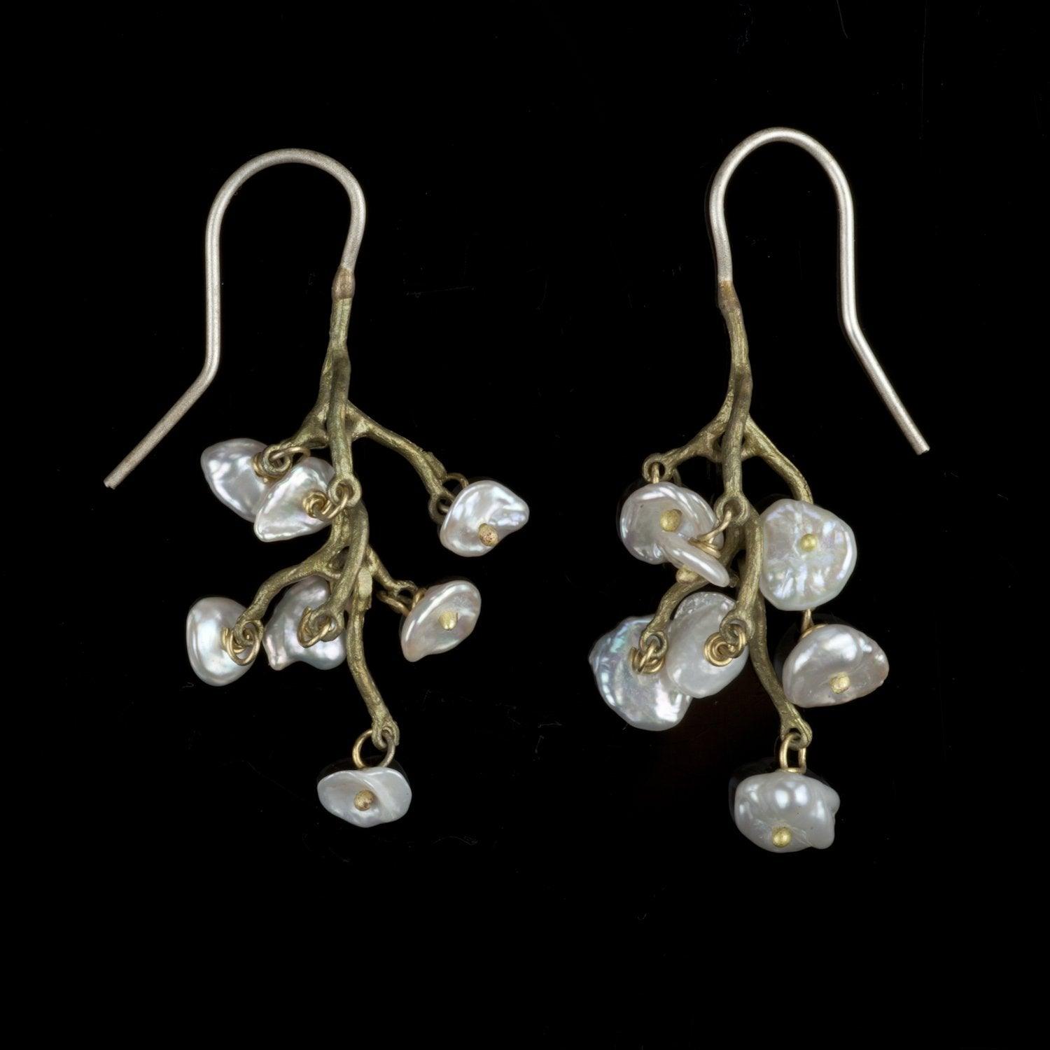 Lily of the valley Dangle Hook Earrings in Sterling Silver, Lily Lily of the valley Dangle Hook Earrings in Sterling Silver, Lily
