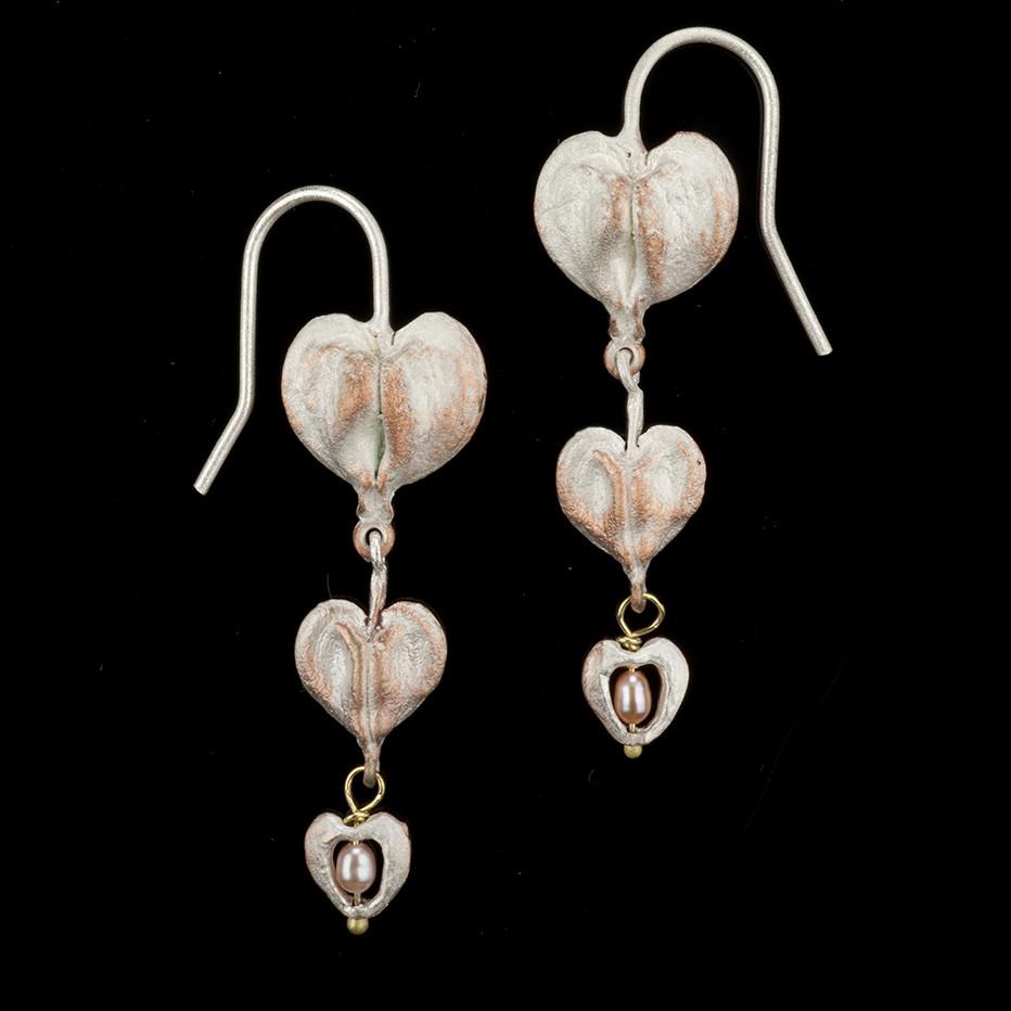 Bleeding Heart Earrings - Wire Double Drop