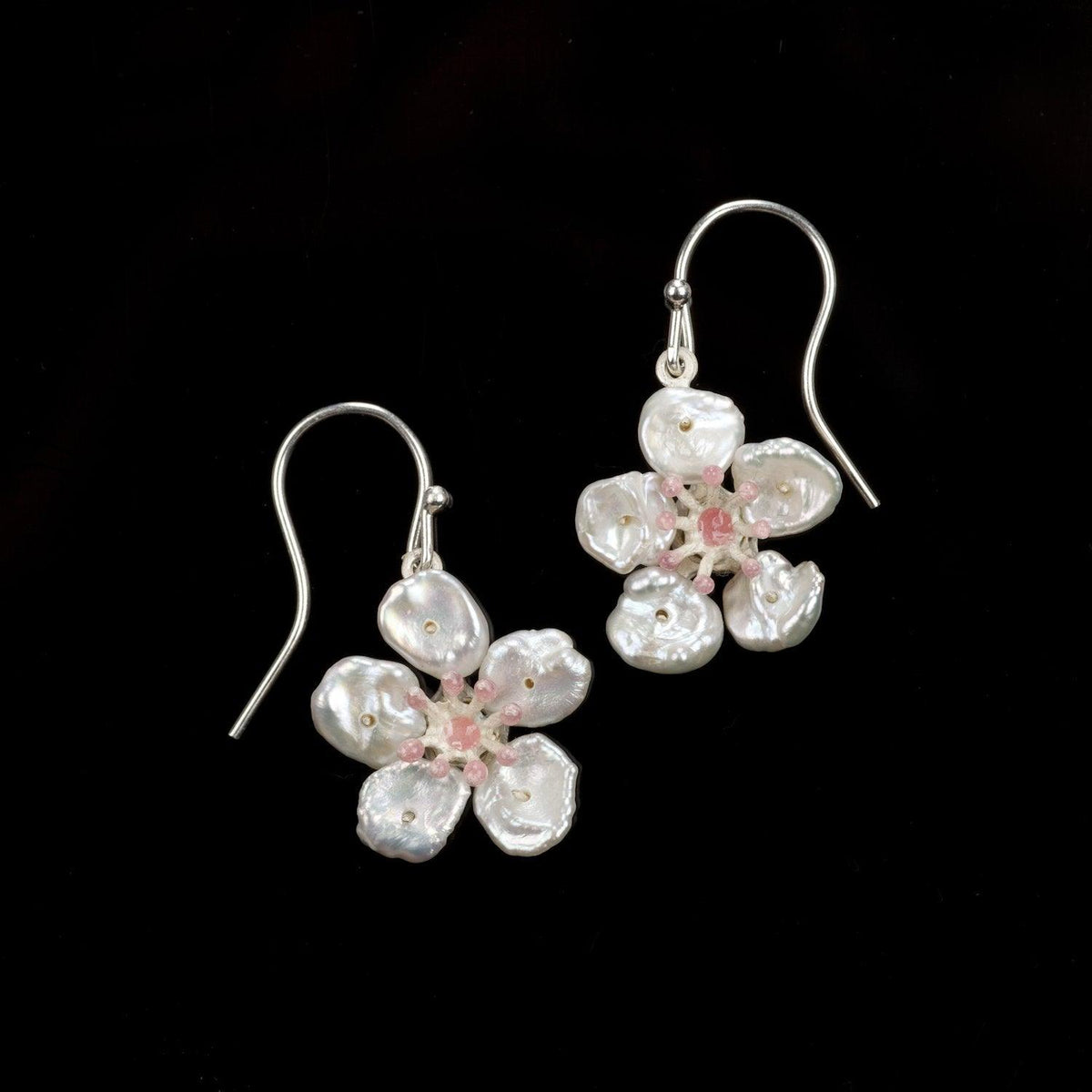 Peach Blossom Earrings - Flower Drop Wire