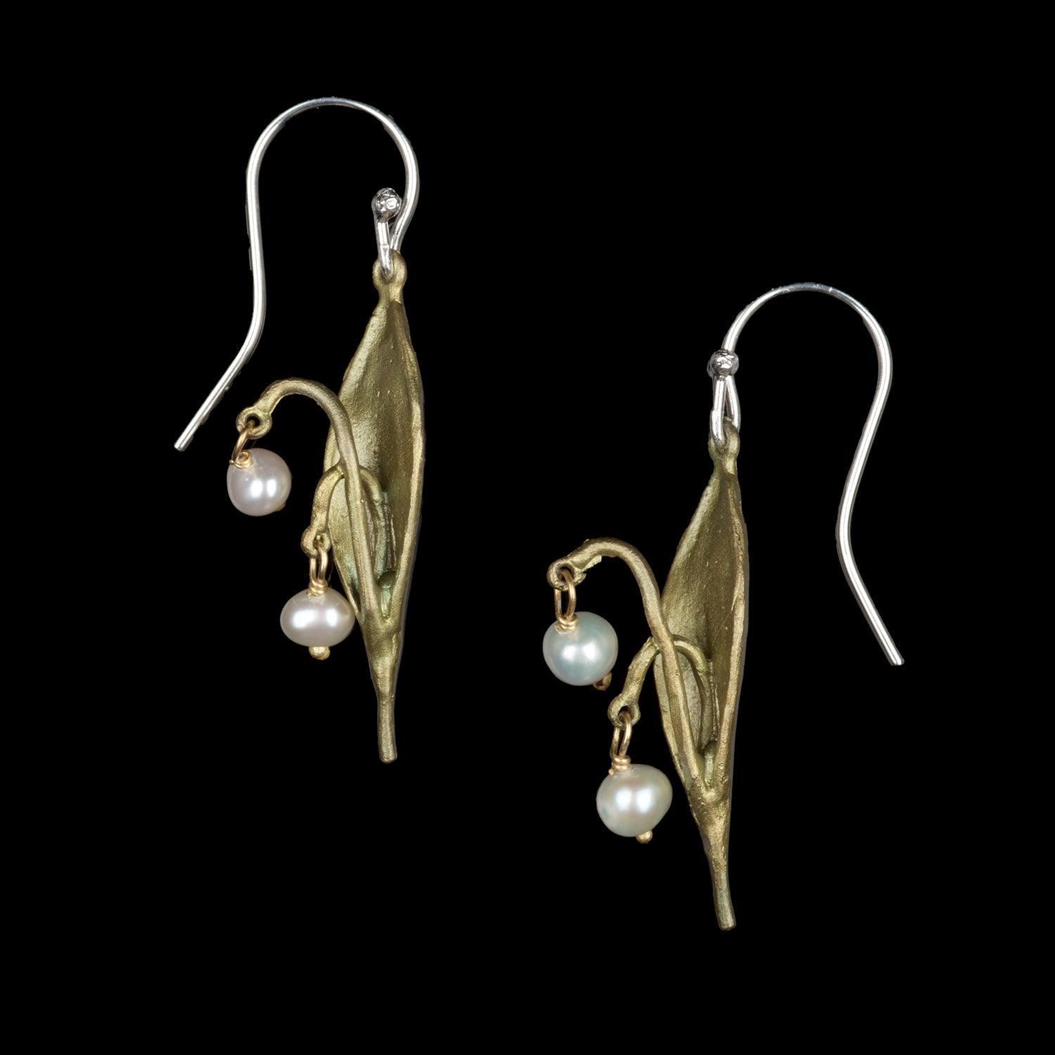 Lily of the Valley Earrings - Leaf Drop - Michael Michaud Jewellery