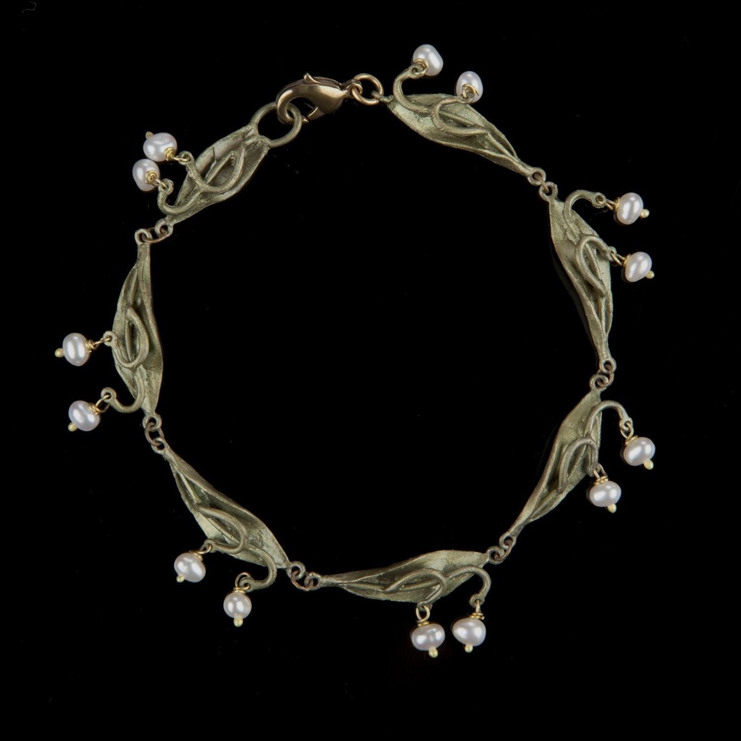 Lily of the Valley Bracelet Silver-Finish Brass with Gray and