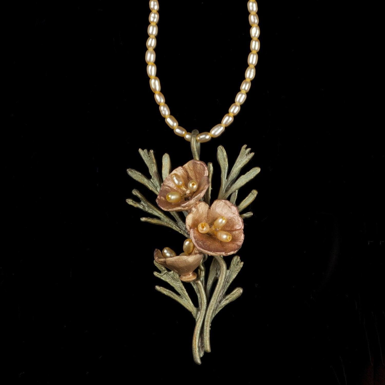 California Poppy Pendant - Three Flowers - Michael Michaud Jewellery