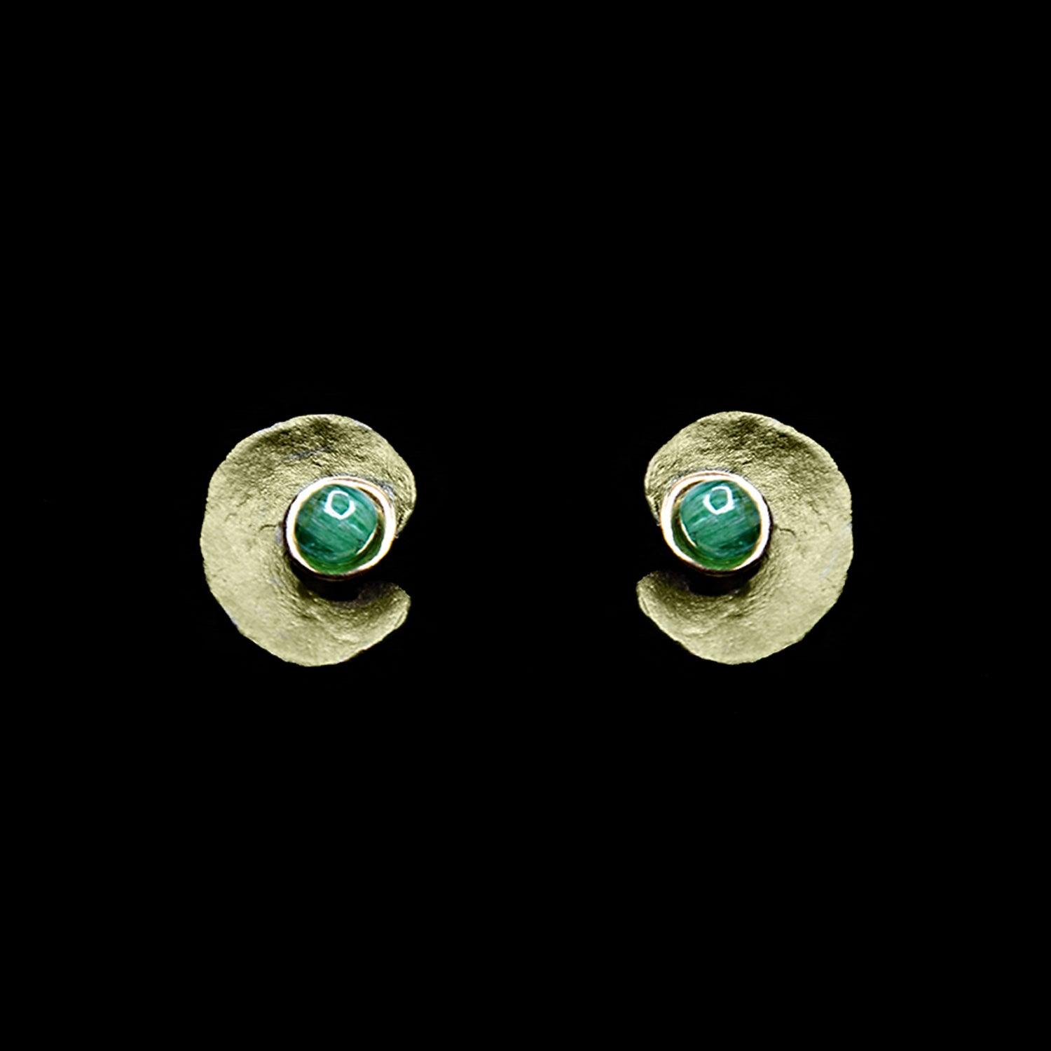 Spiral Geranium Earrings with Emeralds - Michael Michaud Jewellery