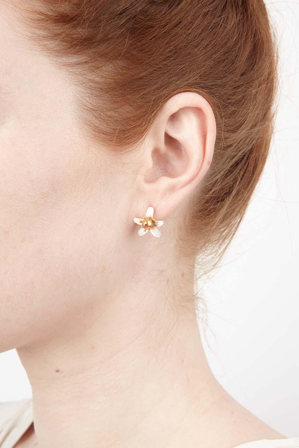 Orange Blossom Earrings - Petite Flower Stud - Michael Michaud Jewellery