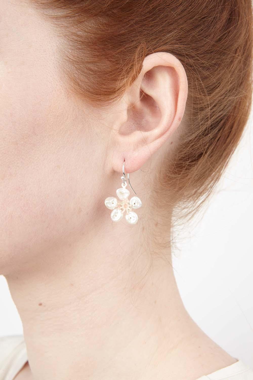 Cherry Blossom Earrings - Flower Wire Drop - Michael Michaud Jewellery