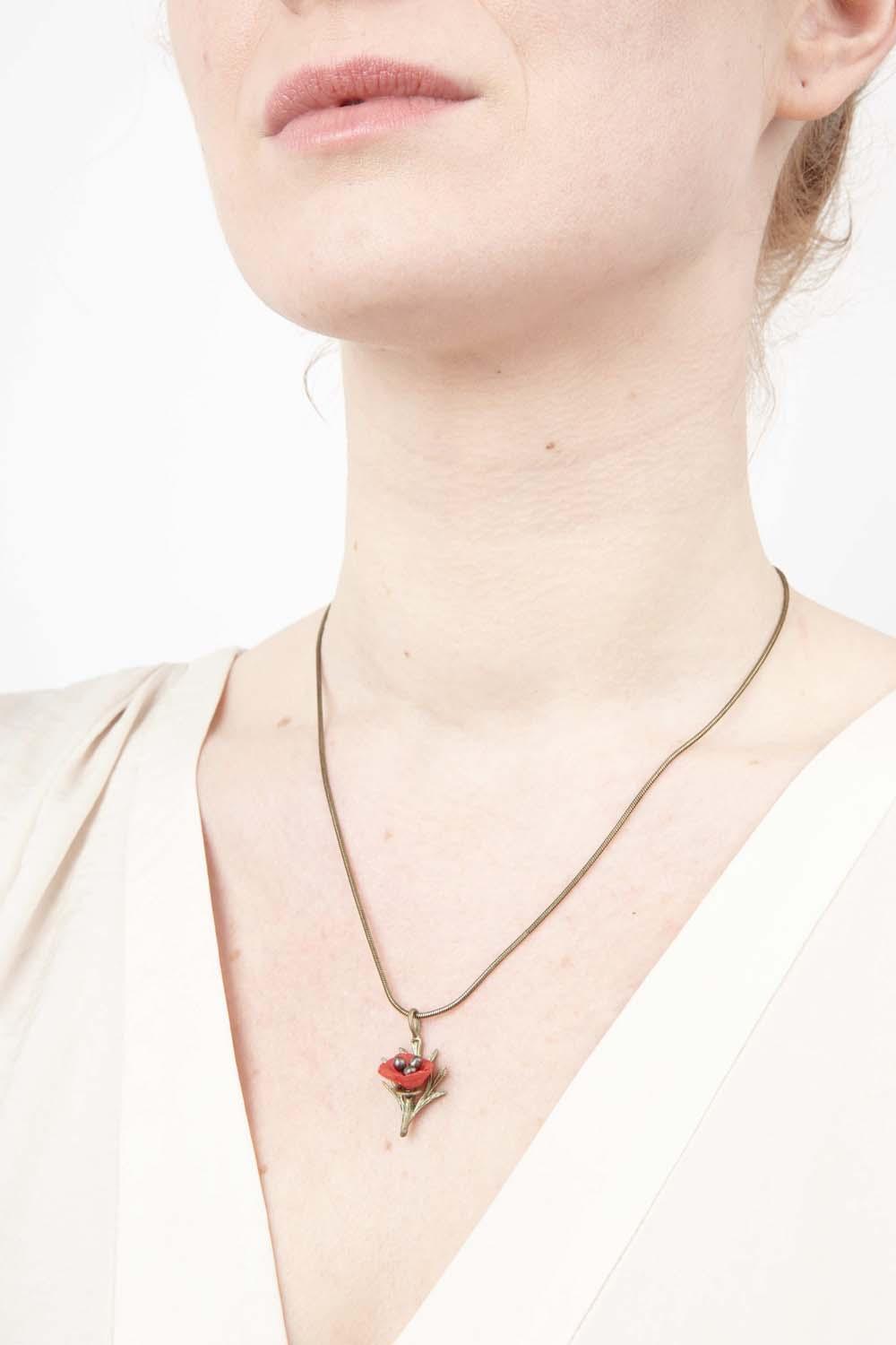 Red Poppy Pendant - Petite - Michael Michaud Jewellery