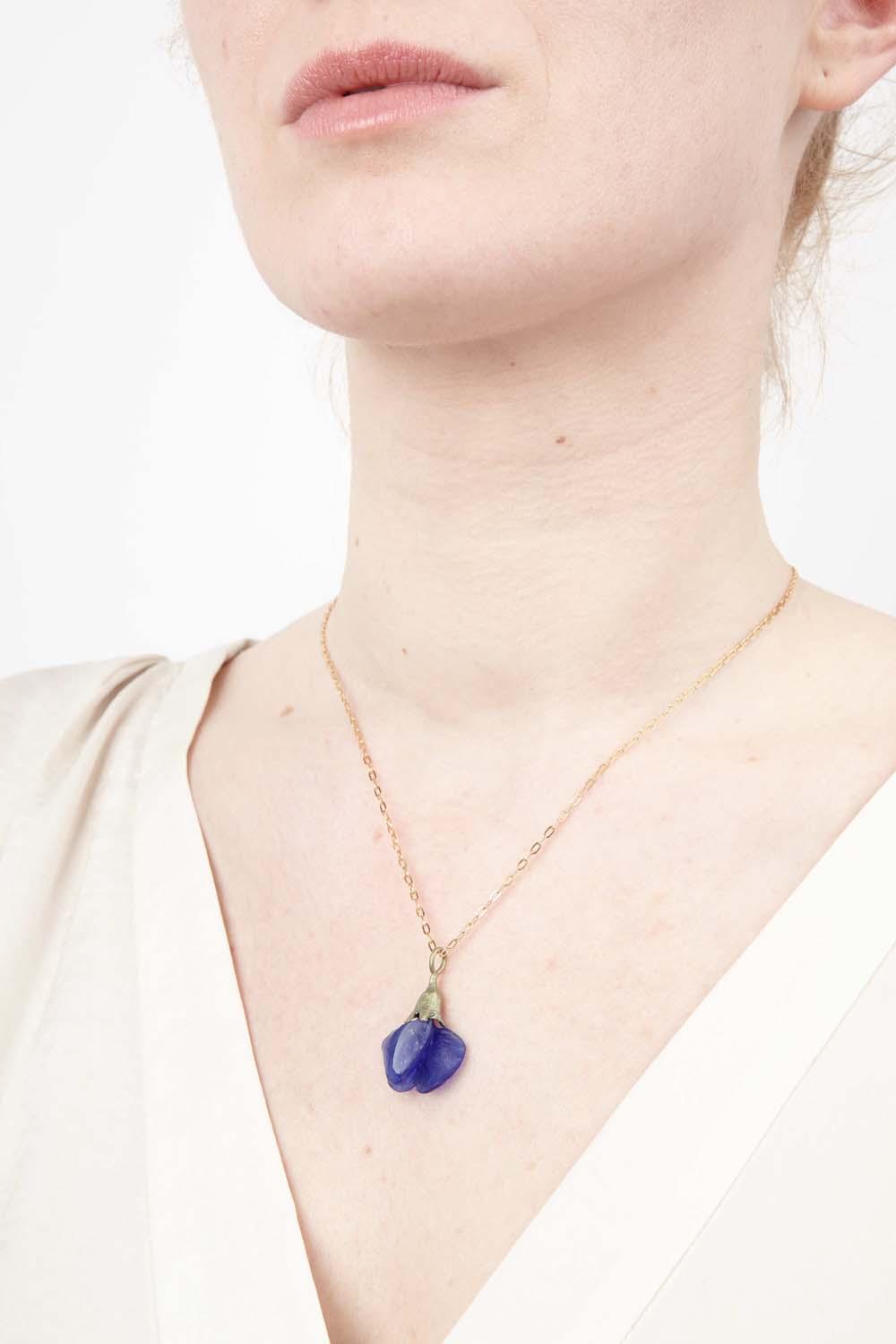 False Indigo Pendant - Glass Blossom - Michael Michaud Jewellery