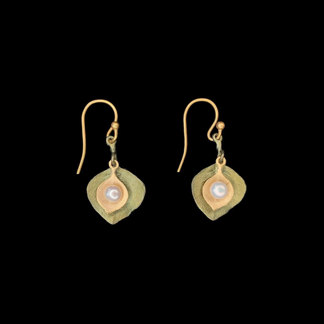 Round Leaf Eucalyptus Earrings - Pearl Wire - Michael Michaud Jewellery