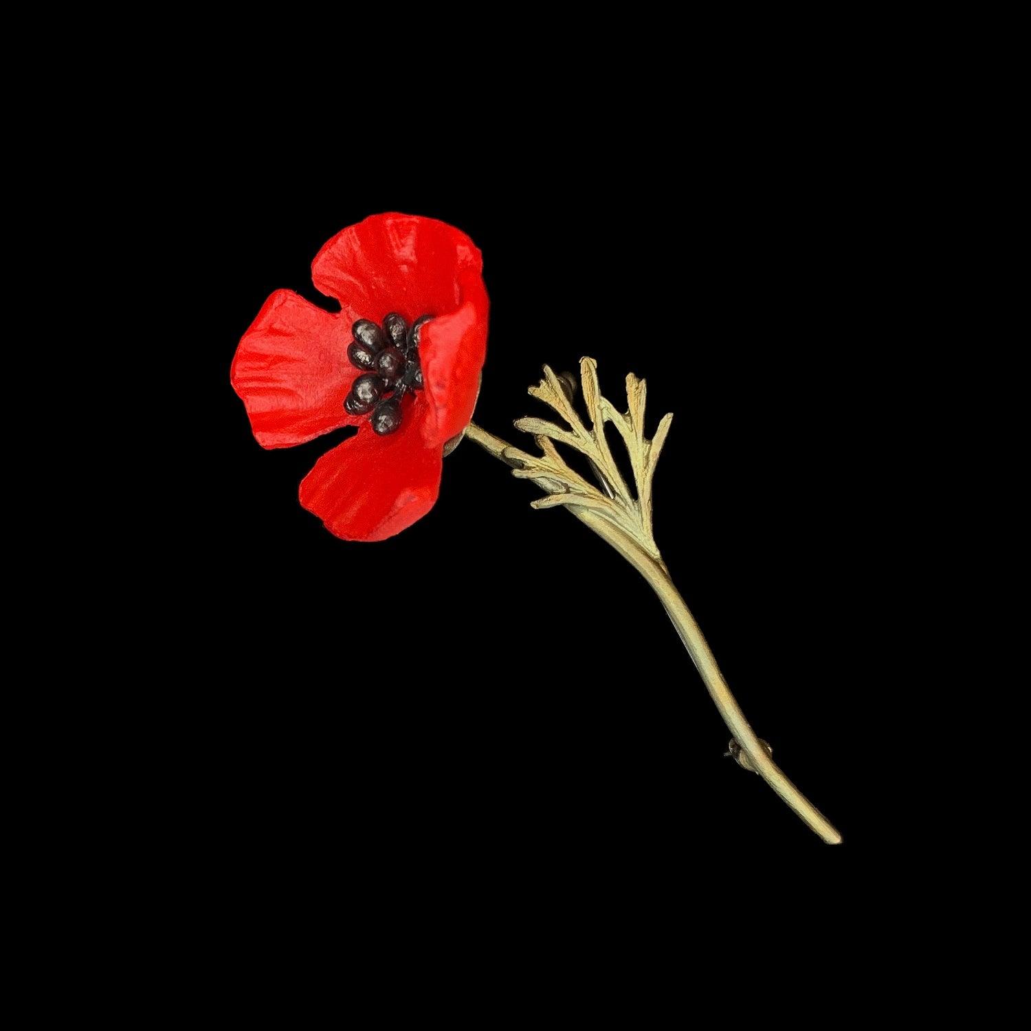 Red Poppy Brooch - Michael Michaud Jewellery