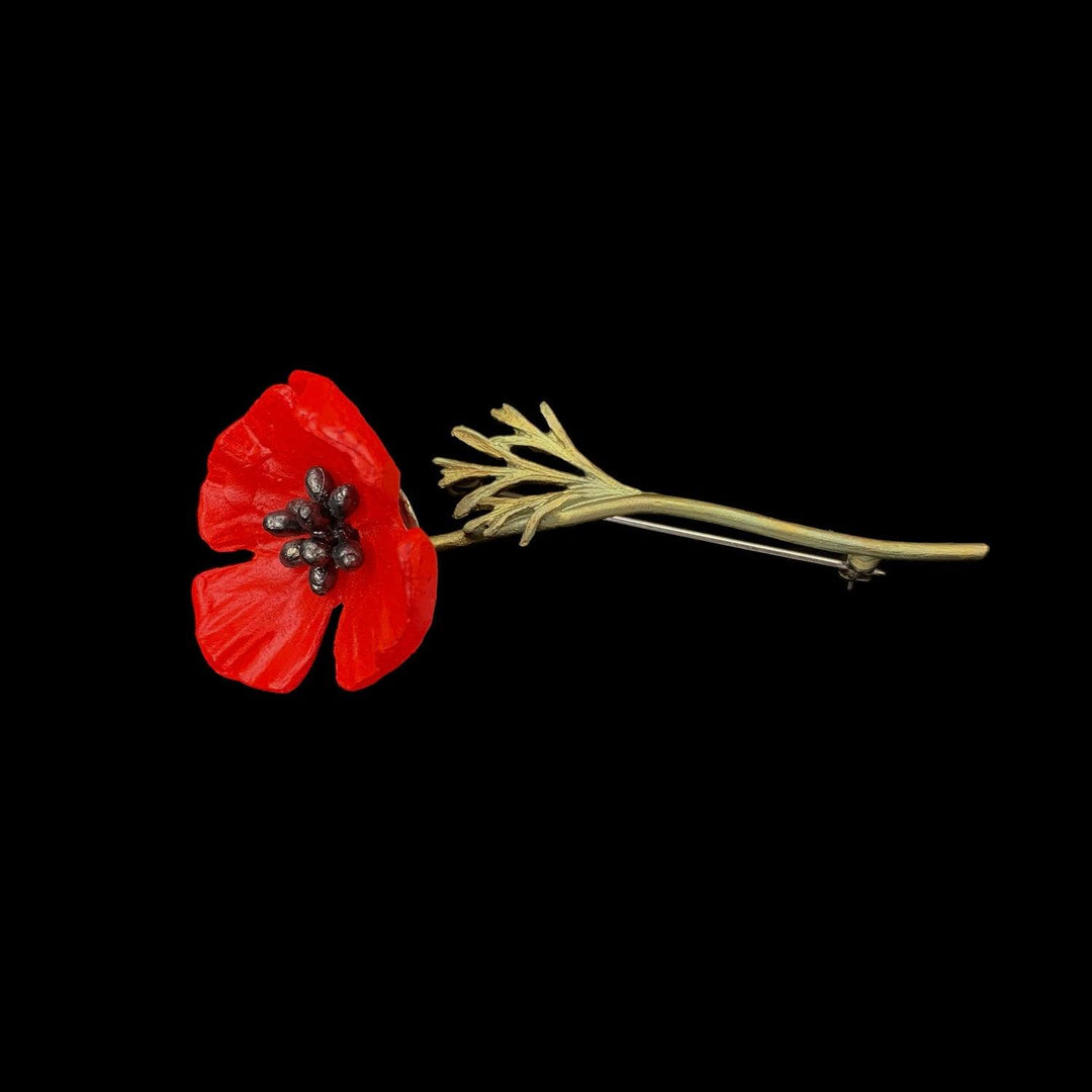 Red Poppy Brooch - Michael Michaud Jewellery