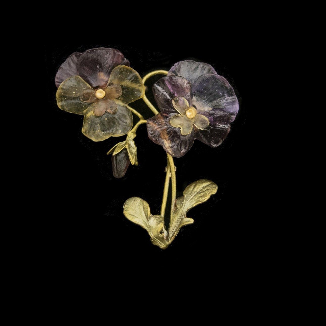 Pansies Brooch - Two Flowers - Michael Michaud Jewellery