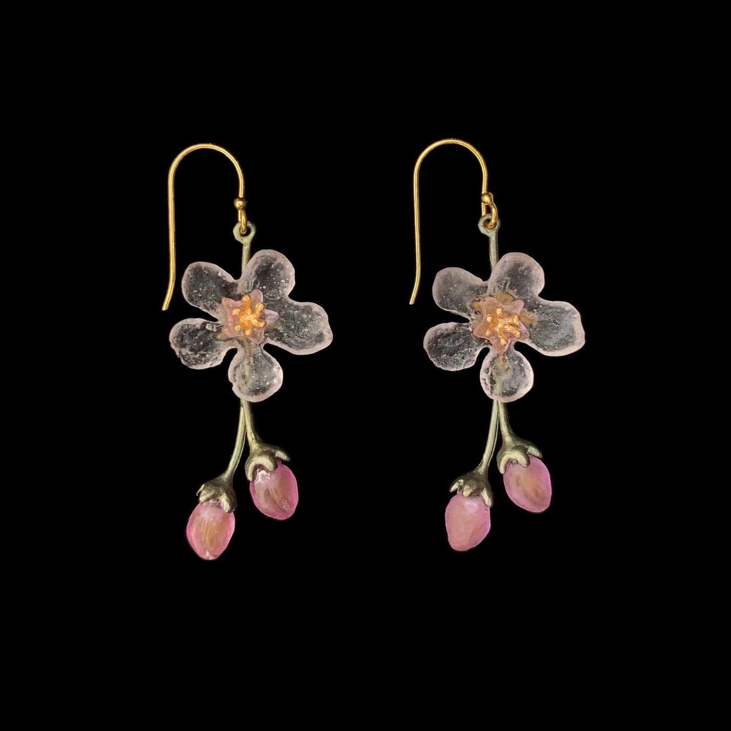 Peach Blossom Earrings - Flower Drop Wire - Michael Michaud Jewellery