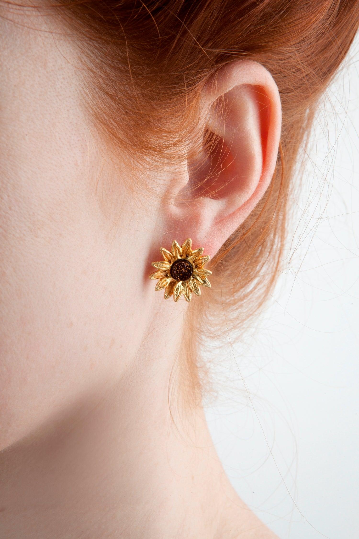 Sunflower Earrings - Petite Post - Michael Michaud Jewellery