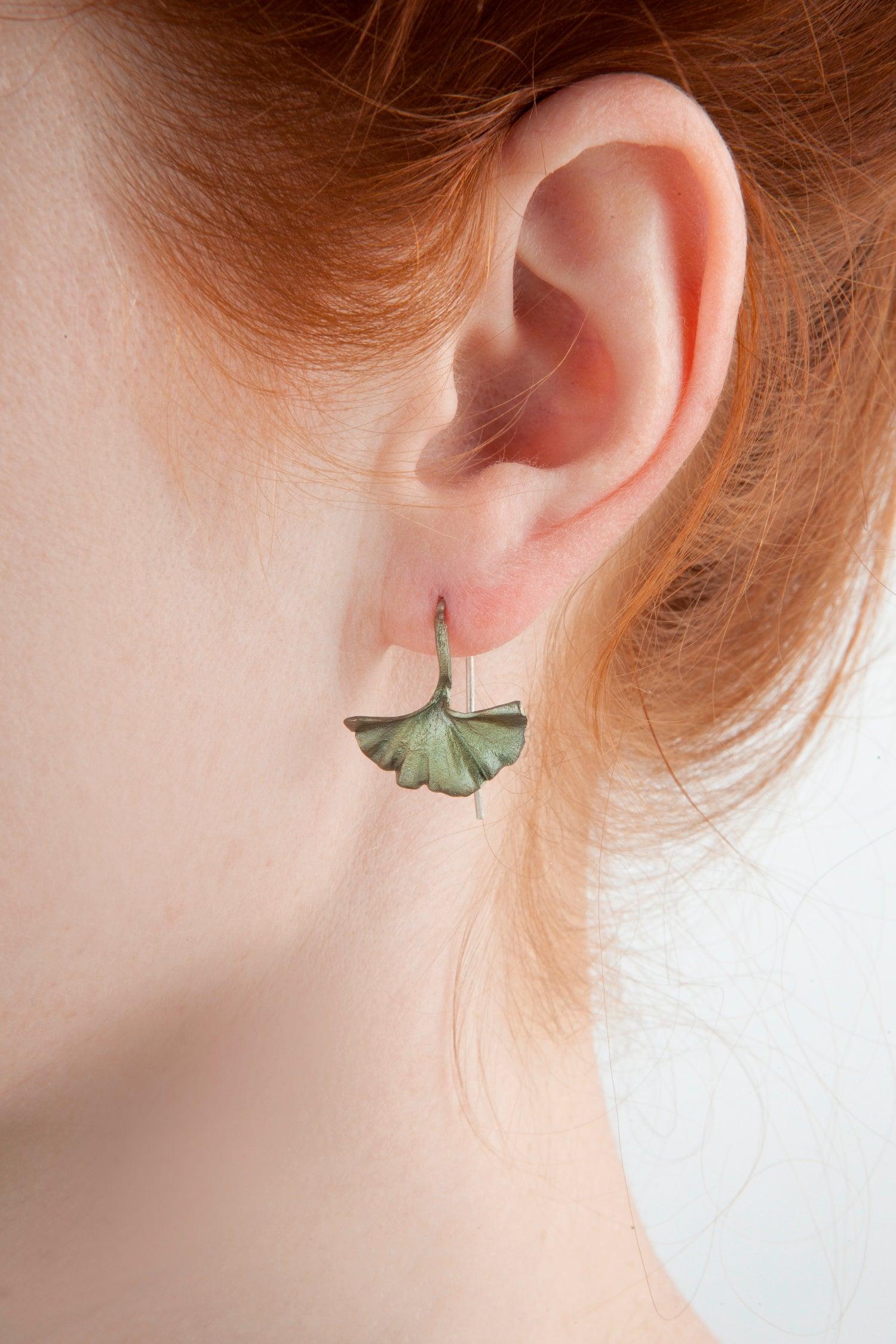 Ginkgo Earrings - Single Leaf - Michael Michaud Jewellery