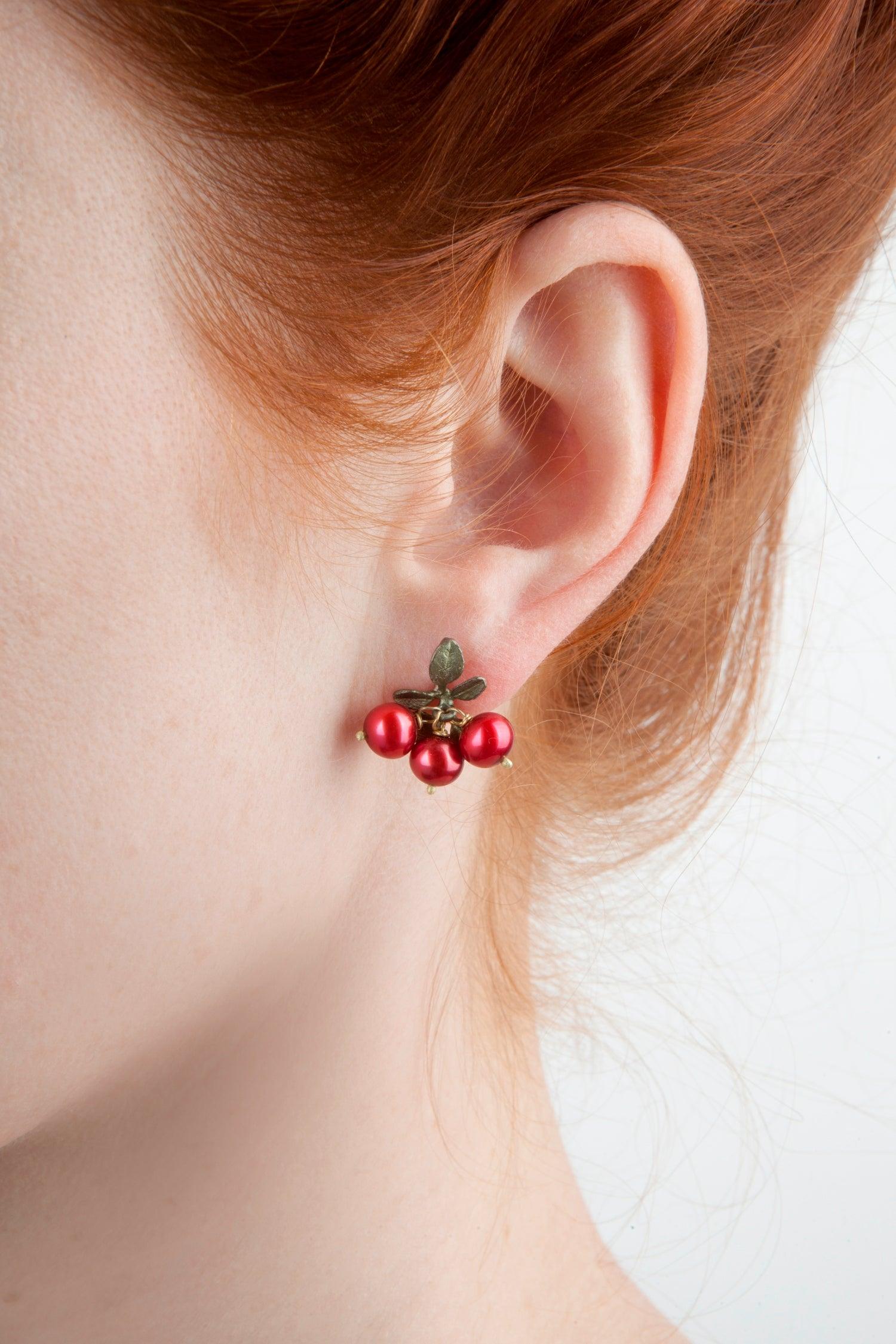 Cranberry Earrings - 3 Berry Post - Michael Michaud Jewellery