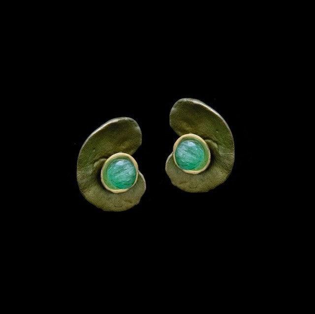 Spiral Geranium Earrings with Emeralds - Michael Michaud Jewellery