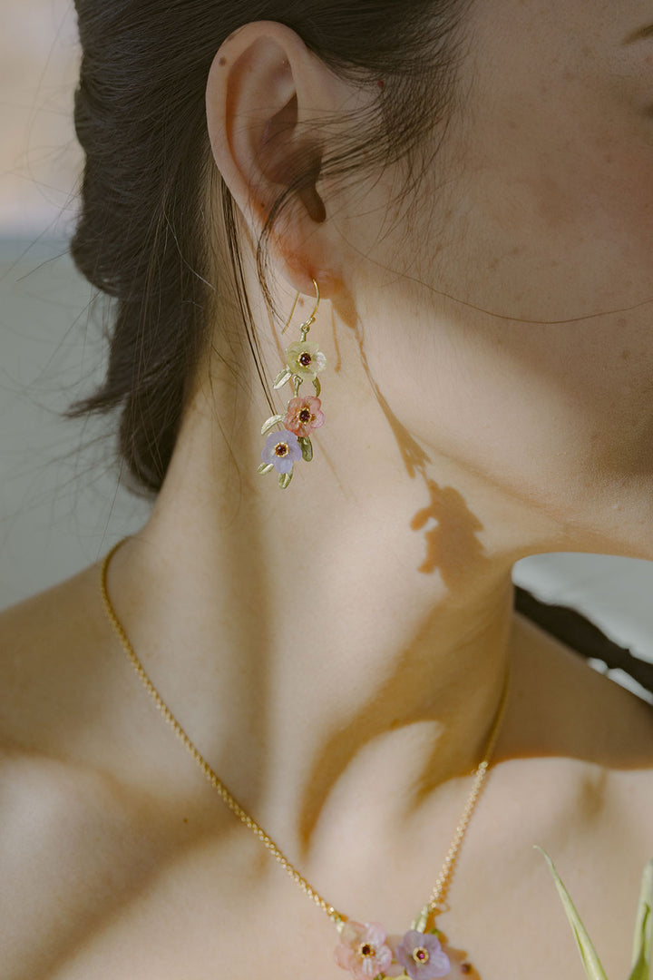 French Bouquet Earrings - 3-Flower Wire