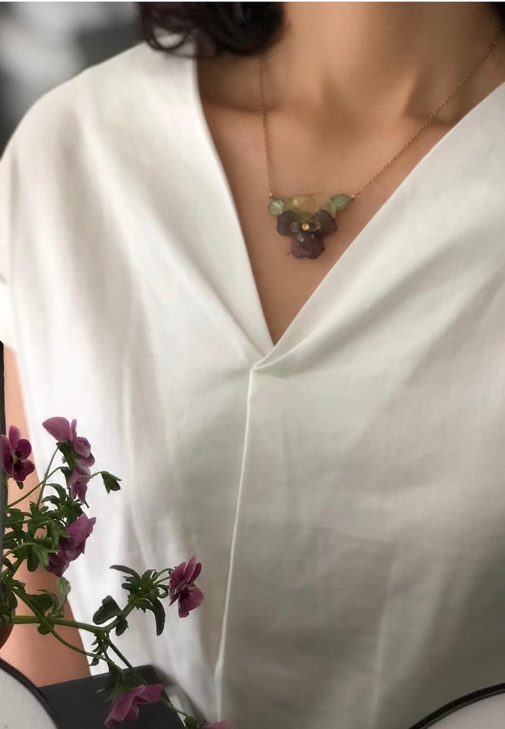 Pansies Pendant - Flower Leaf