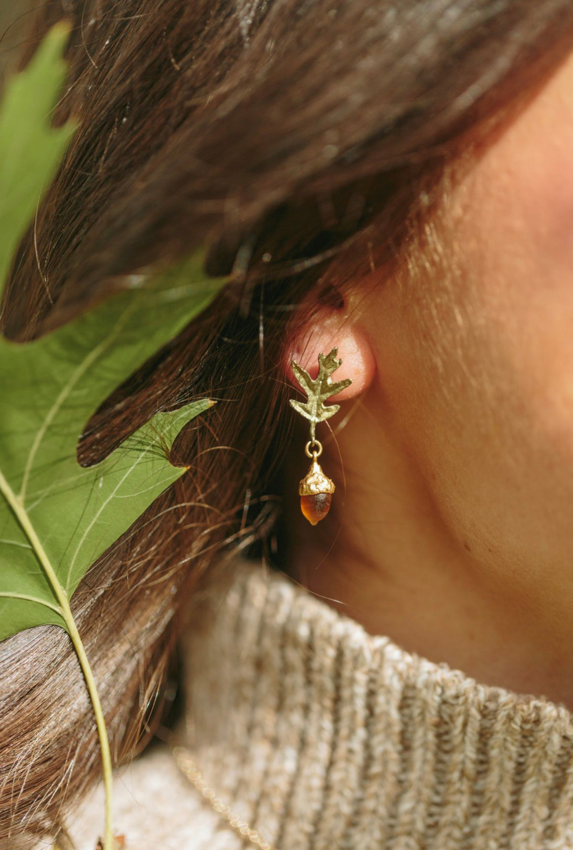 Pin Oak Earrings - Dainty Post
