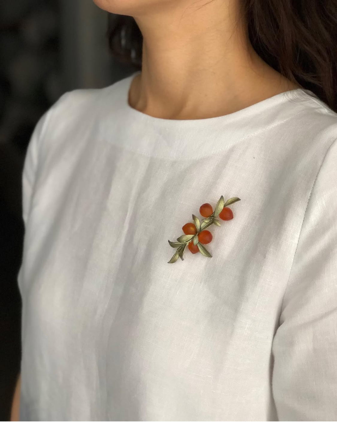 Orange Brooch - Leaf