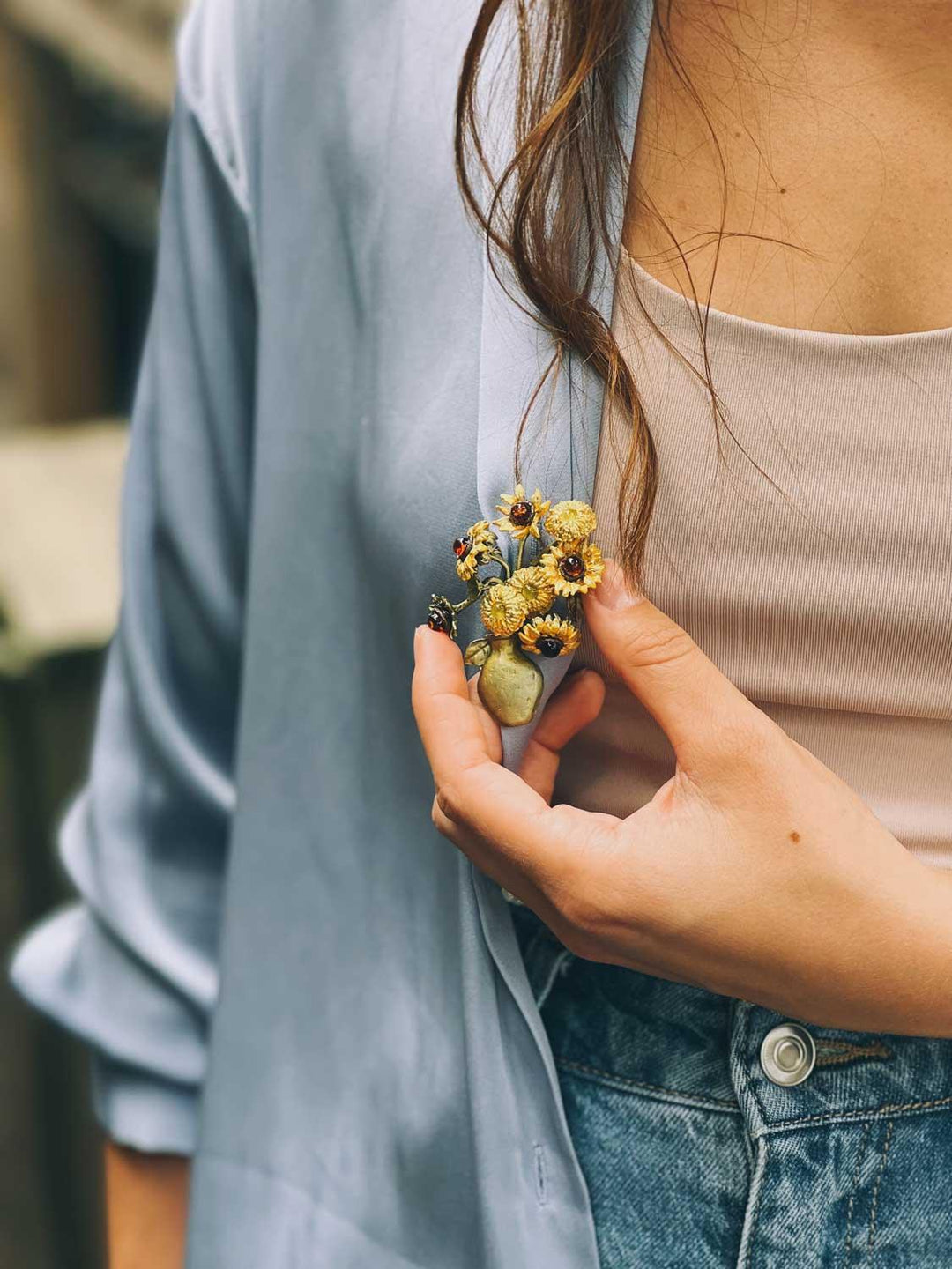 Van Gogh Sunflower Brooch - Michael Michaud Jewellery