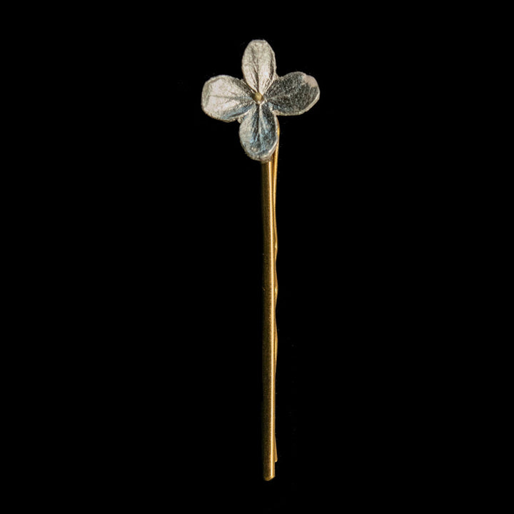 White Hydrangea Hair Pin - Single (Gold Tone)