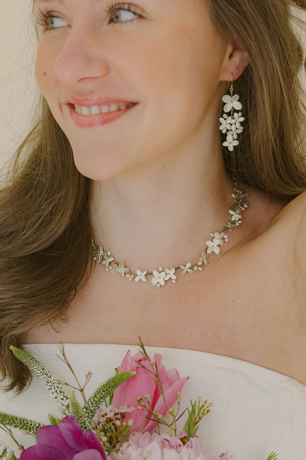 White Hydrangea Necklace - Statement