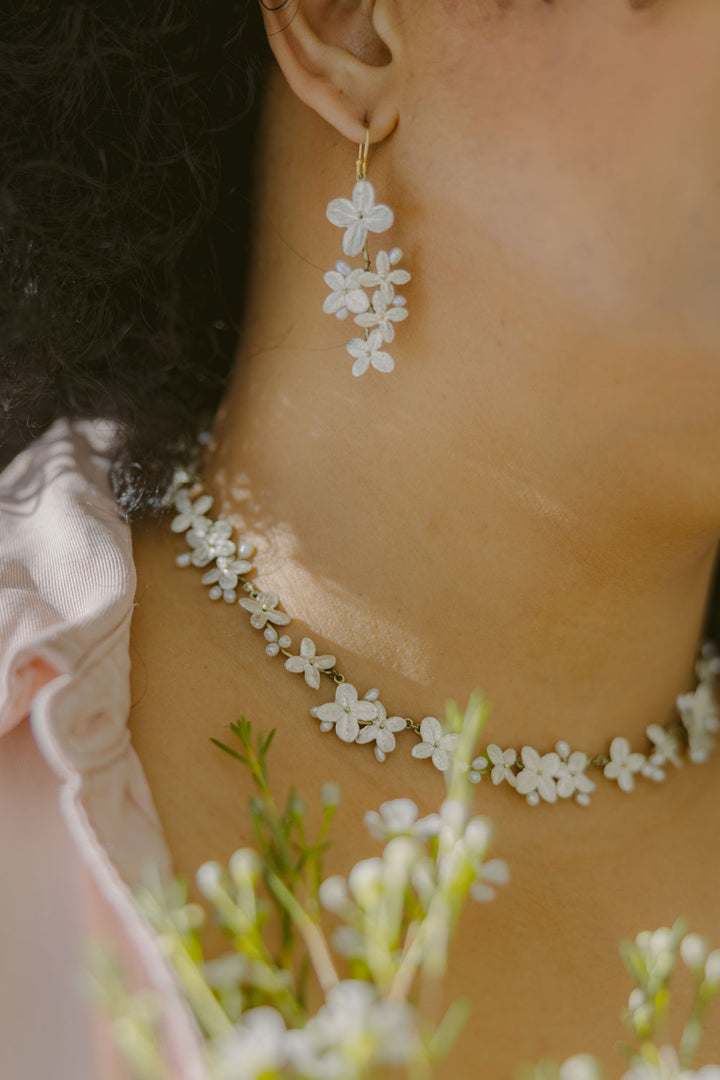 White Hydrangea Necklace - Statement
