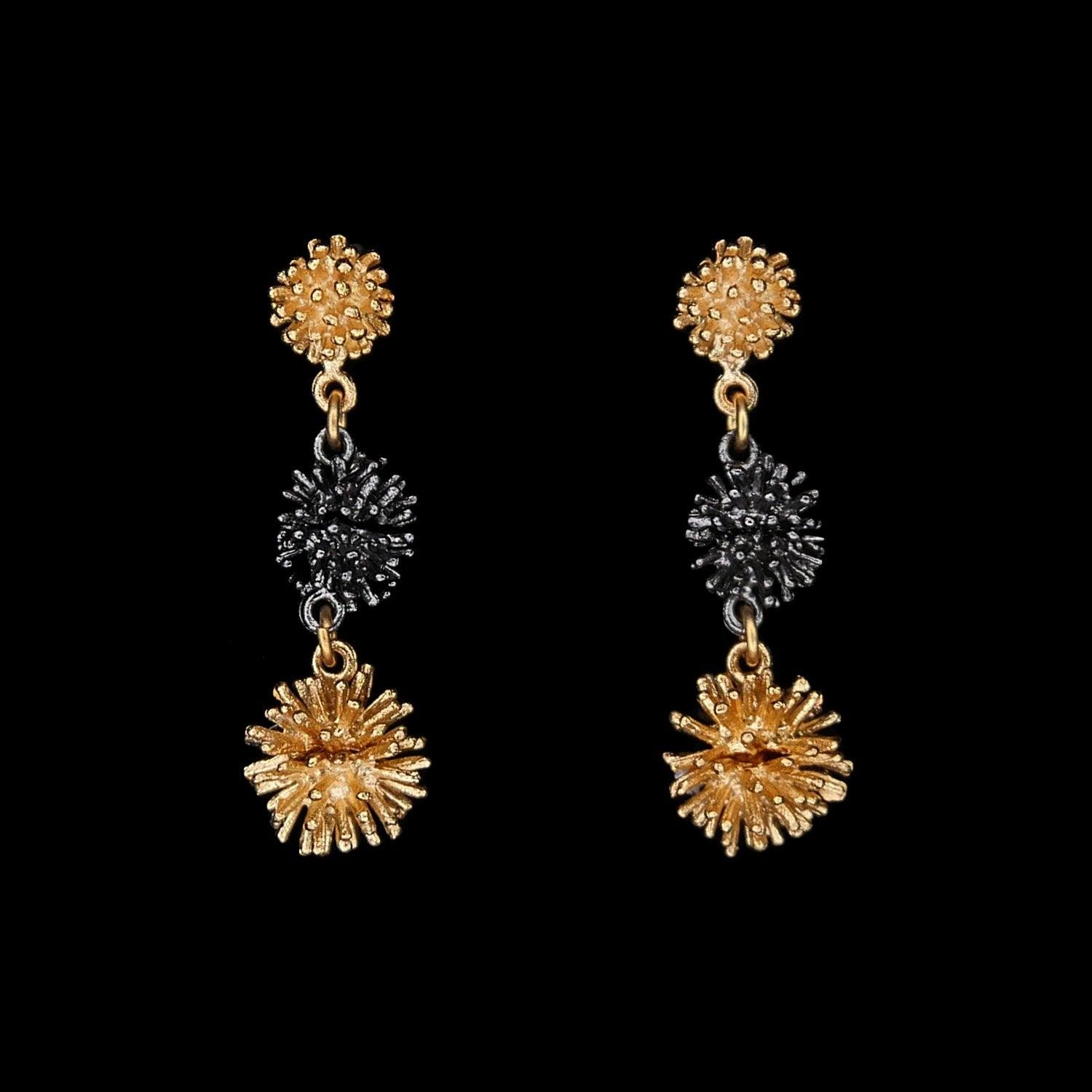 Gone To Seed Earrings - Two Tone Triple Dangle Post - Michael Michaud Jewellery