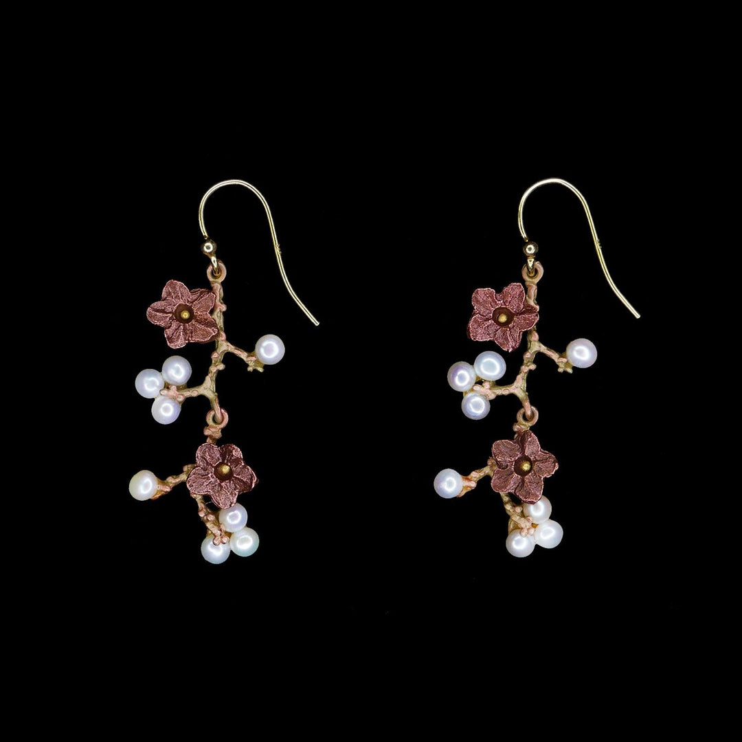 Ume Earrings - Dangle Wire with Flowers - Michael Michaud Jewellery