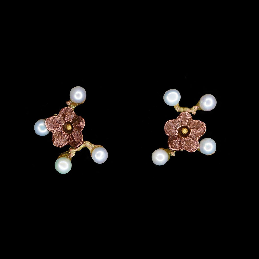 Ume Earrings - Post with Flowers - Michael Michaud Jewellery