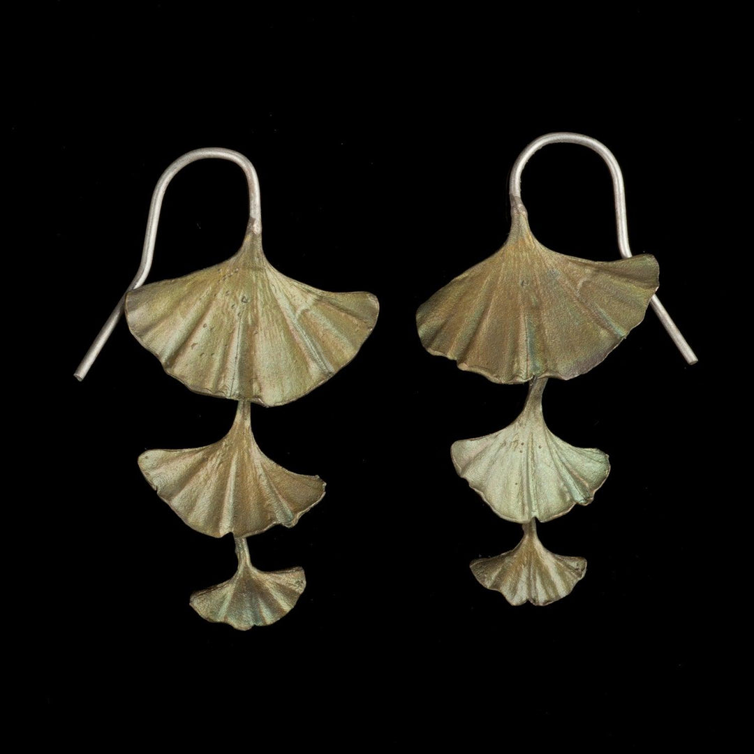 Ginkgo Earrings - Triple Leaf - Michael Michaud Jewellery