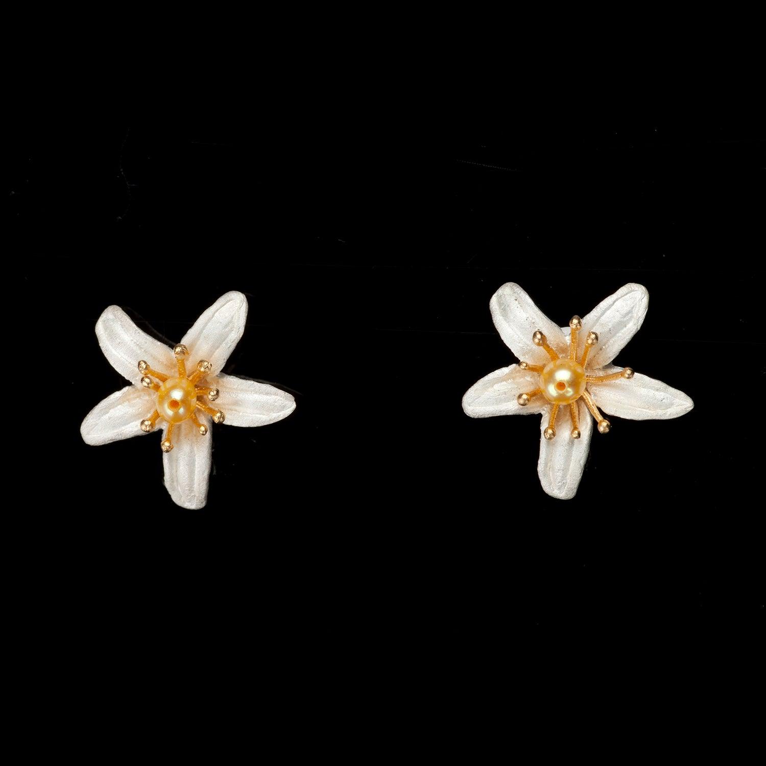 Orange Blossom Earrings - Petite Flower Stud - Michael Michaud Jewellery