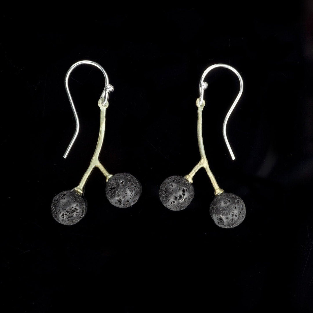 Blackcurrant Earrings - 2 Bead Wire Drop - Michael Michaud Jewellery