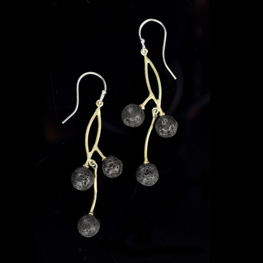 Blackcurrant Earrings - 3 Bead Spiral Twist - Michael Michaud Jewellery