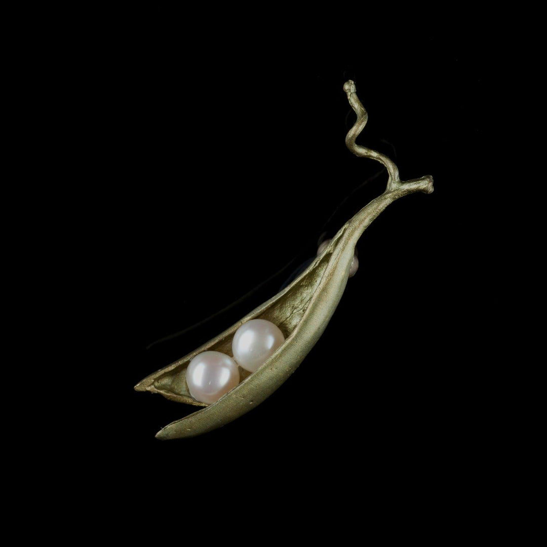 Pea Pod Brooch - 2 Pearls - Michael Michaud Jewellery