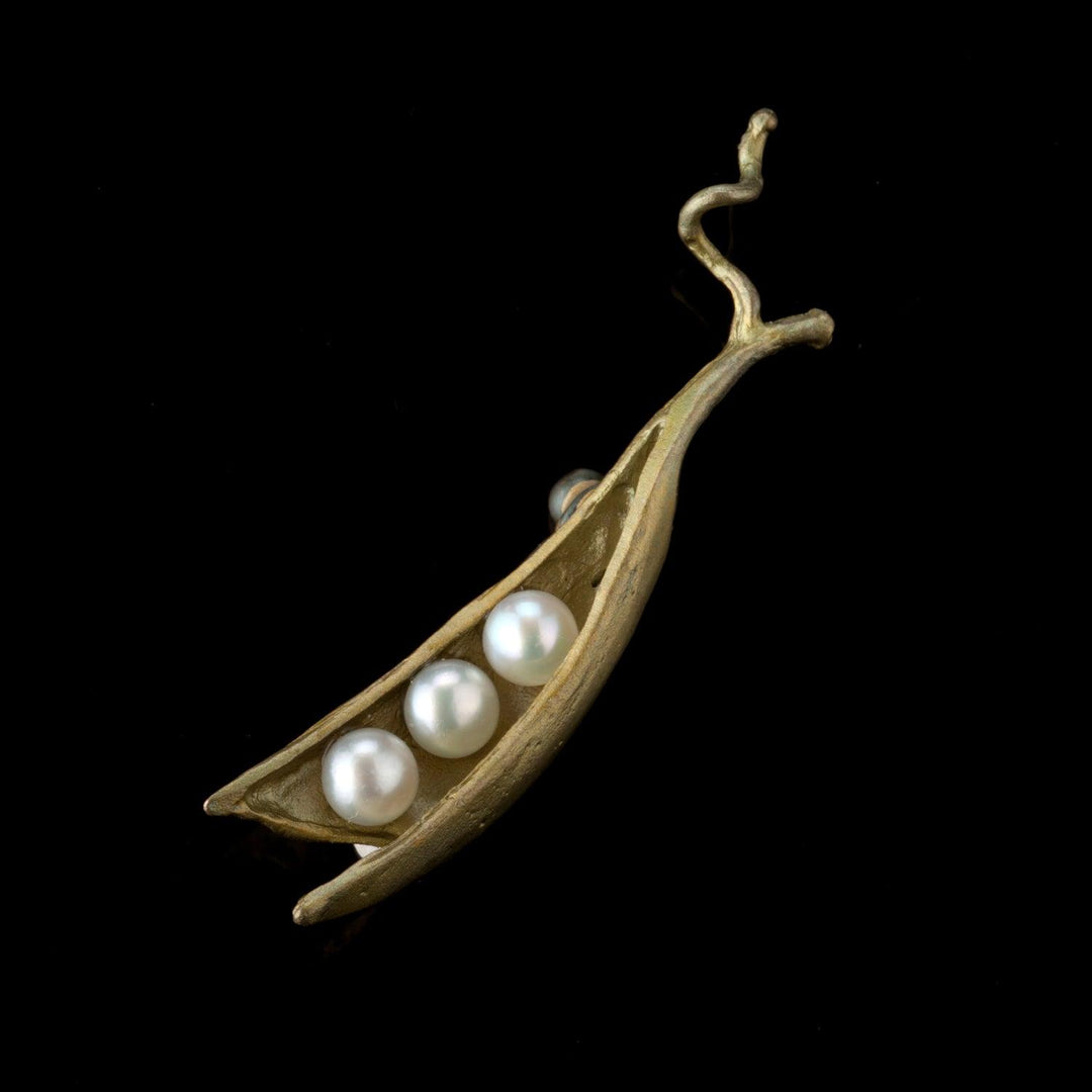 Pea Pod Brooch - 3 Pearls - Michael Michaud Jewellery