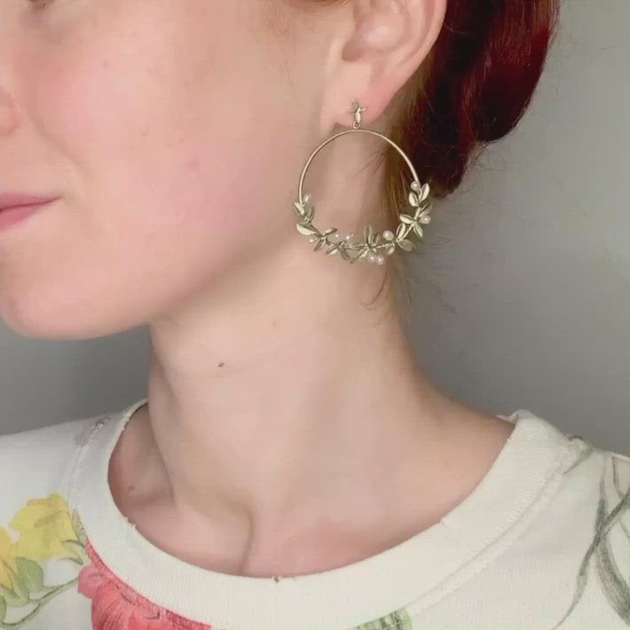 Flowering Thyme Earrings - Hoop Post