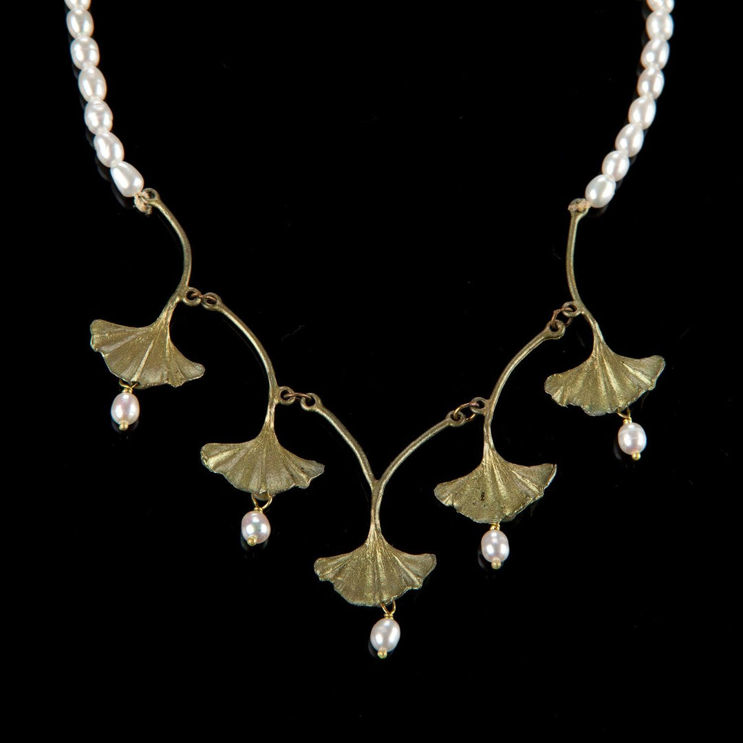 Ginkgo Necklace - Pearl Drops - Michael Michaud Jewellery