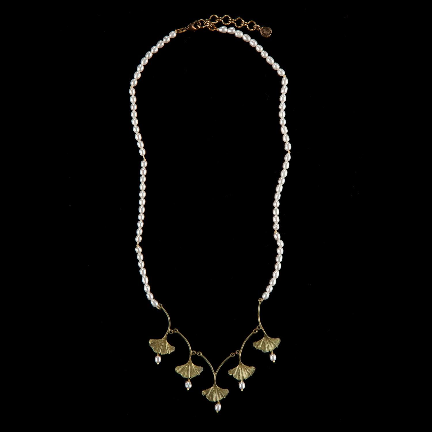 Ginkgo Necklace - Pearl Drops - Michael Michaud Jewellery