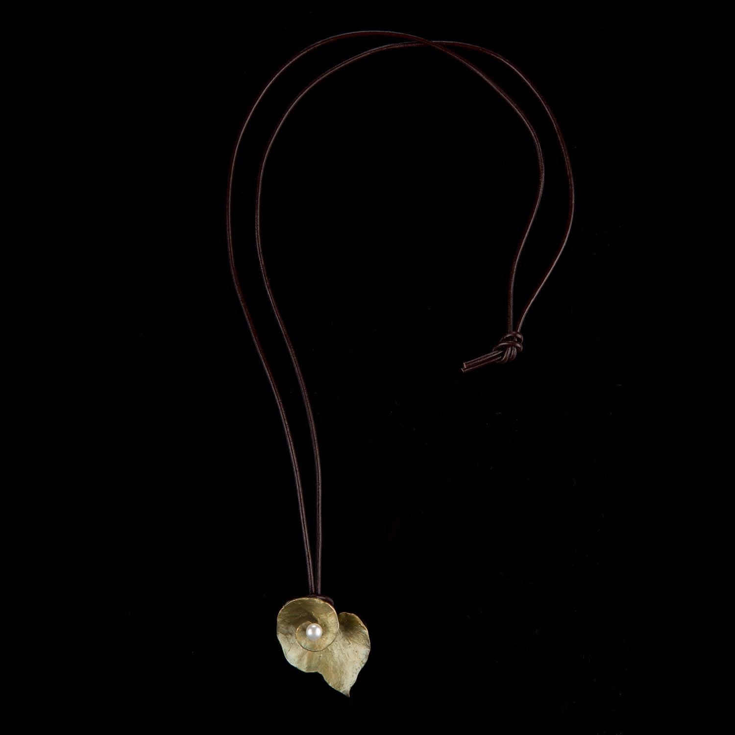 Spiral Geranium Leather Cord Necklace - Michael Michaud Jewellery