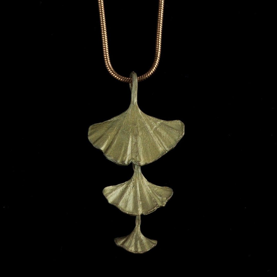 Ginkgo Pendant - Triple Leaves - Michael Michaud Jewellery