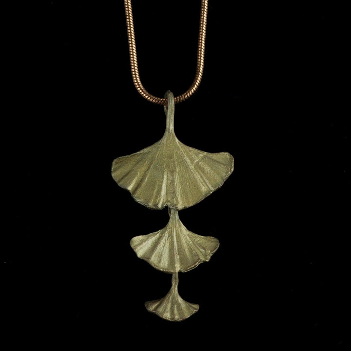 Ginkgo Pendant - Triple Leaves - Michael Michaud Jewellery