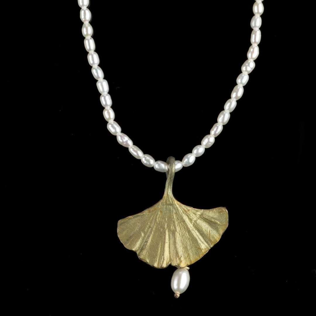 Ginkgo Pendant - Pearl Drop - Michael Michaud Jewellery