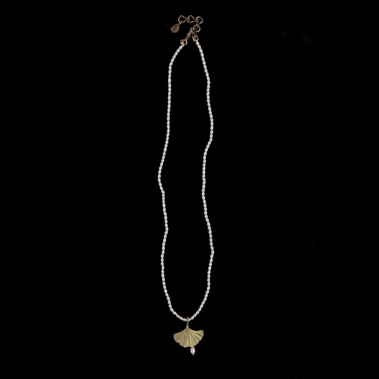 Ginkgo Pendant - Pearl Drop - Michael Michaud Jewellery