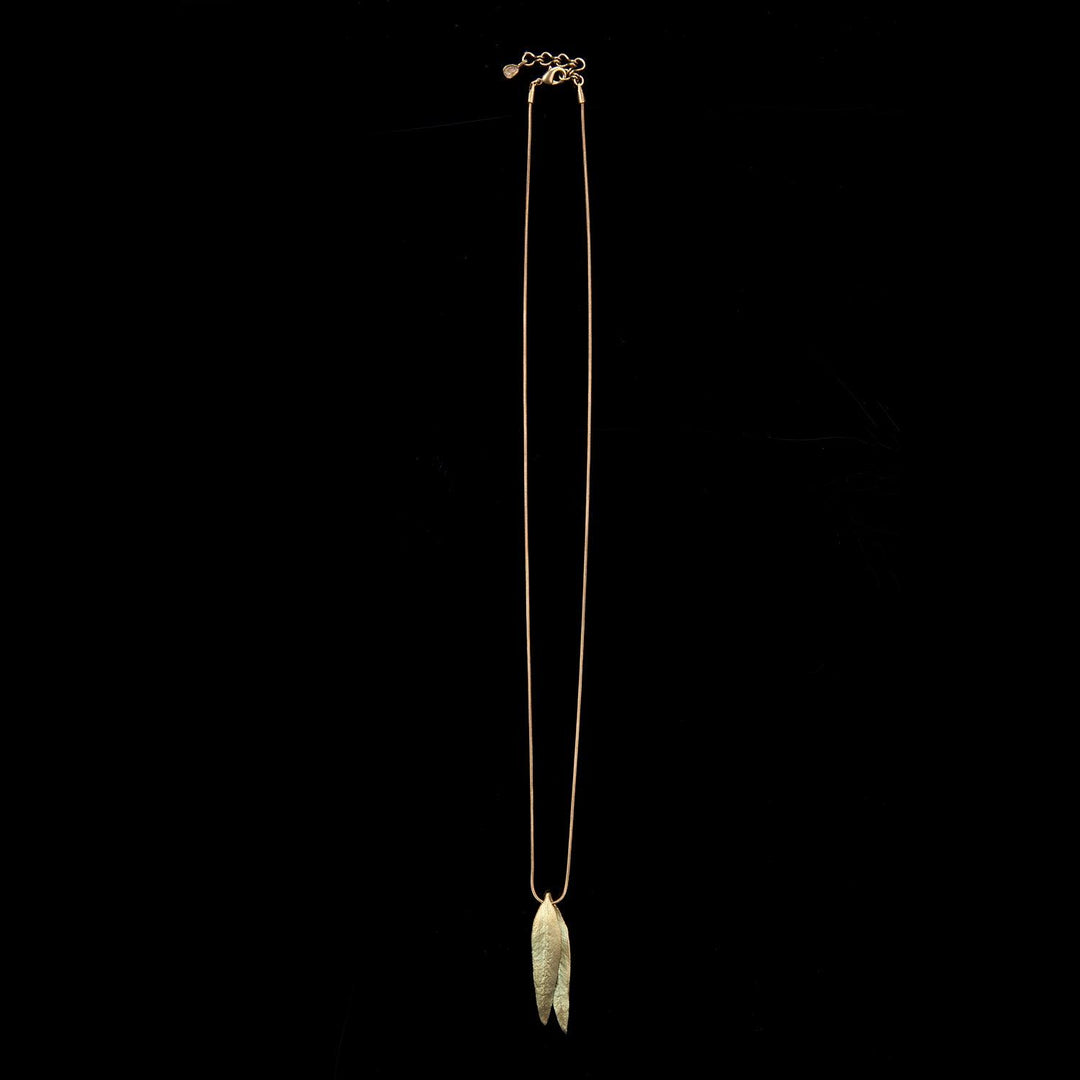 Eucalyptus Long Double Leaf Pendant - Michael Michaud Jewellery